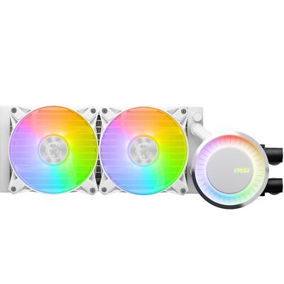 MSI MAG CORELIQUID E240 White CPU Liquid Cooler - Enlarged Copper Cold Plate, AR