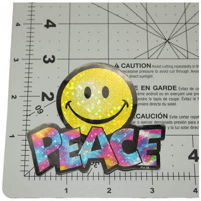 Vintage Peace Smile Face Glitter Shimmer Vending Machine Sticker