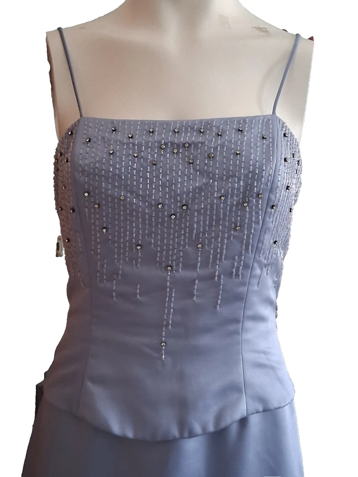 Dave & Johnny By Laura Ryner Dress Corset Rhinestone Sky Blue Long Sz6 Origina💕 - Изображение 4 из 4
