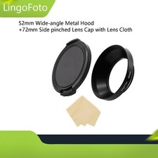 52mm Wide-angle Metal Lens Hood  72mm Side pinched Lens Cap with Lens Cloth