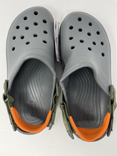 Crocs Men's Classic All-Terrain Clog Gray w/Orange & Olive Green Size M6/W8 READ - Picture 10 of 10