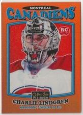 2016-17 O-Pee-Chee Platinum Retro Rainbow Orange #R67 Charlie Lindgren 11/49