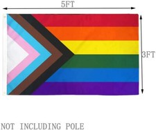 Progress Pride Rainbow Flag 3x5 FT LGBTQ Gay Lesbian Trans People Indoor Outdoor