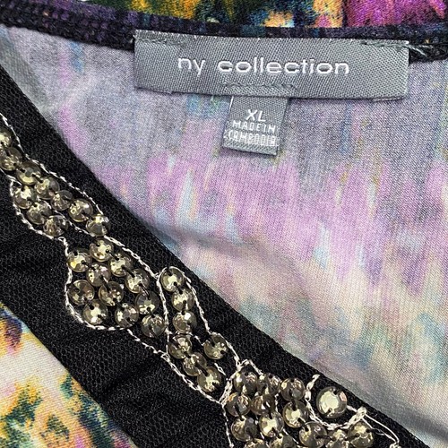 NY Collection Women Dress Maxi Sleeveless Embellished V Neck Multicolor XL - Picture 7 of 7