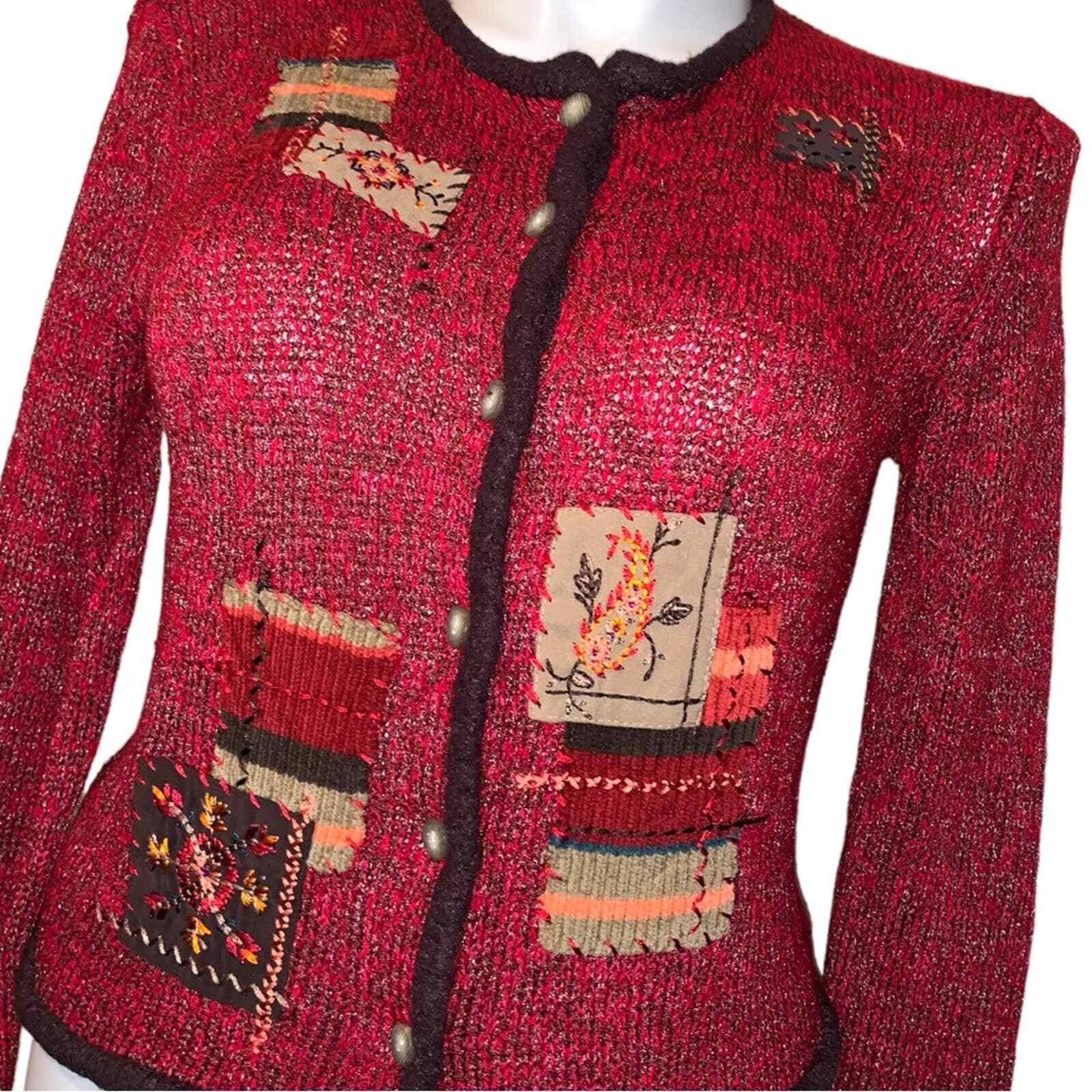 Napa Valley Patchwork Embroidery Pattern Knit But… - image 2