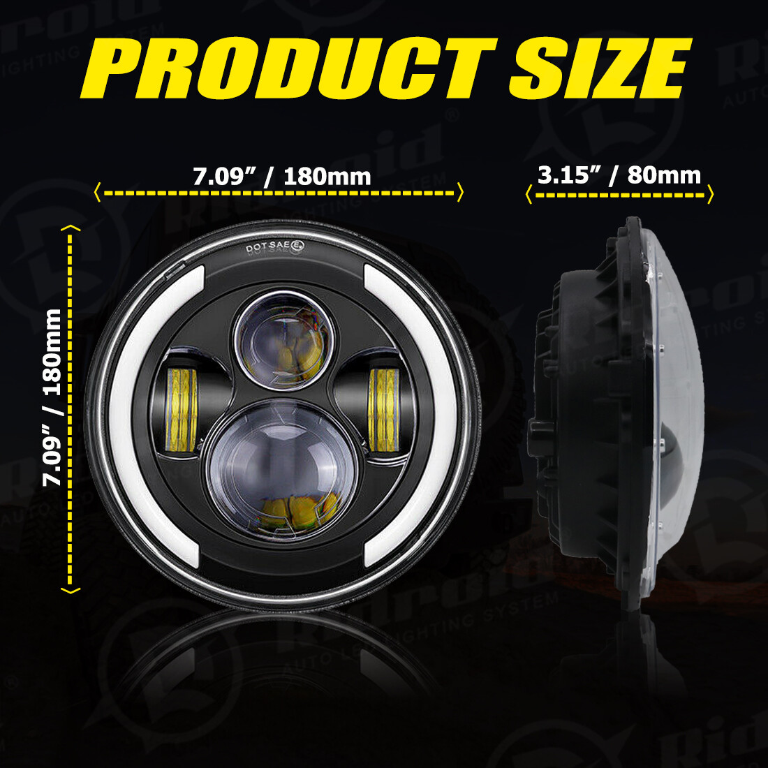7 inch Round LED Hi/Lo Beam Headlights Chrome fit Ford F100