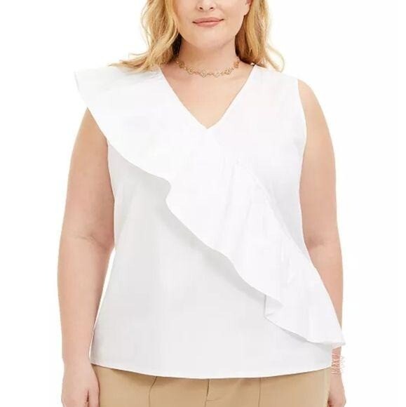 white ruffle top plus size