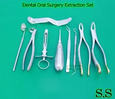 SET OF 10 PCS ORAL DENTAL EXTRACTION KIT+EXTRACTING FORCEPS#150+151+161 EX-332