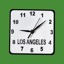 Bespoke Named Square Single Time Zone Clocks & Desk Stand - Many Colour Choices