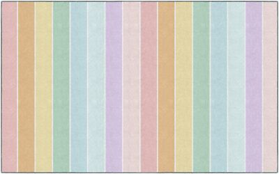 Flagship Carpets Schoolgirl Style Pastel Rainbow Stripe Educational Area Rug ...