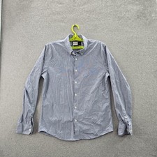 Abercrombie Fitch Men Button Up Shirt L Blue Check Classic Long Sleeve