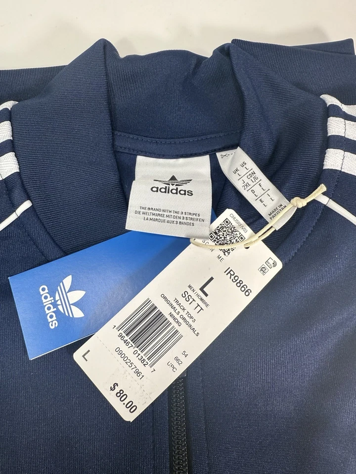 Adidas Originals суперзвезда трек Топ куртка темно-синий INDIGO IR9866 мужчин L - Изображение 2 из 4