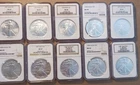 Lot/10 1991-2000 American Silver Eagle NGC MS69 Brown Label
