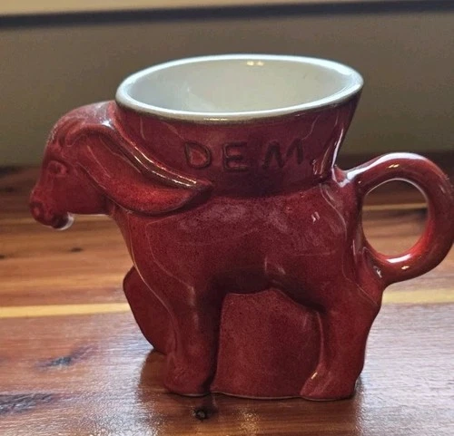 Vintage FRANKOMA Pottery 1976 Bicentennial Red Democrat Donkey Mug