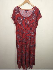Chaps Floral Cotton Maxi Dress 1X Women's Short Sleeve Red Tropical