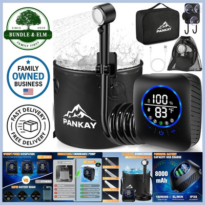 #ad Camping Shower Portable Waterproof Pump XL Foldable Bucket 5 Pressure Modes $60.74