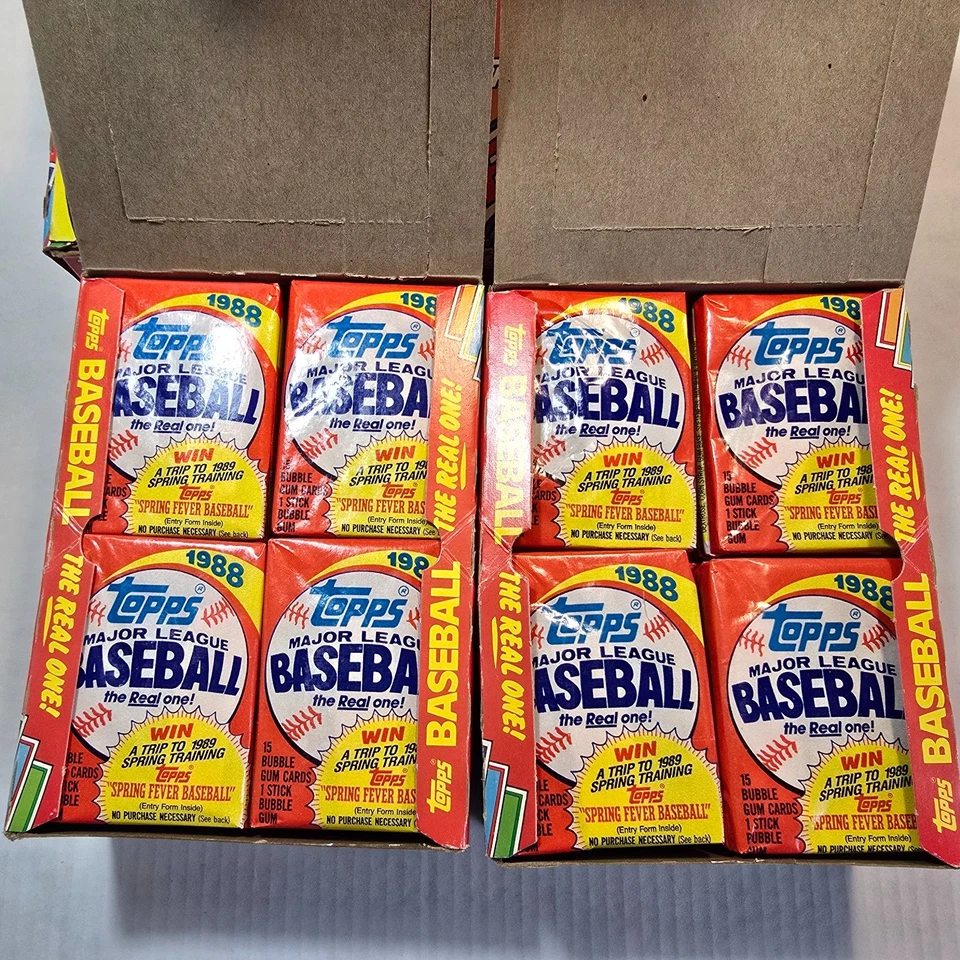 1988 年 Topps 棒球蜡盒 - 36 包 4 件装 — 第 3/3 张图片