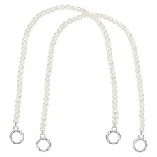 2 Pack 24" Imitation Pearl Purse Strap with Spring O Rings Silver 