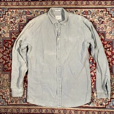 Frank And Oak Button Up Shirt Size Medium Green Casual 