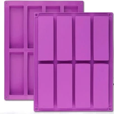 2 Pack 8-Cavity Large Rectangle Silicone Mold Granola Bar Baking Pan for Muffin