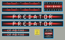 1983 Schwinn Predator Cr Mo Mag Atari Decal Set - Bluered