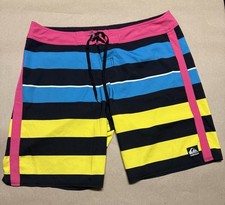 Quicksilver Beach Board shorts Multi Color size 38 Rare very Nice 