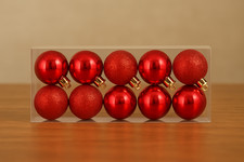 12 Pack Christmas Baubles Shiny Glitter 50mm Tree Decorations – Red Silver Gold