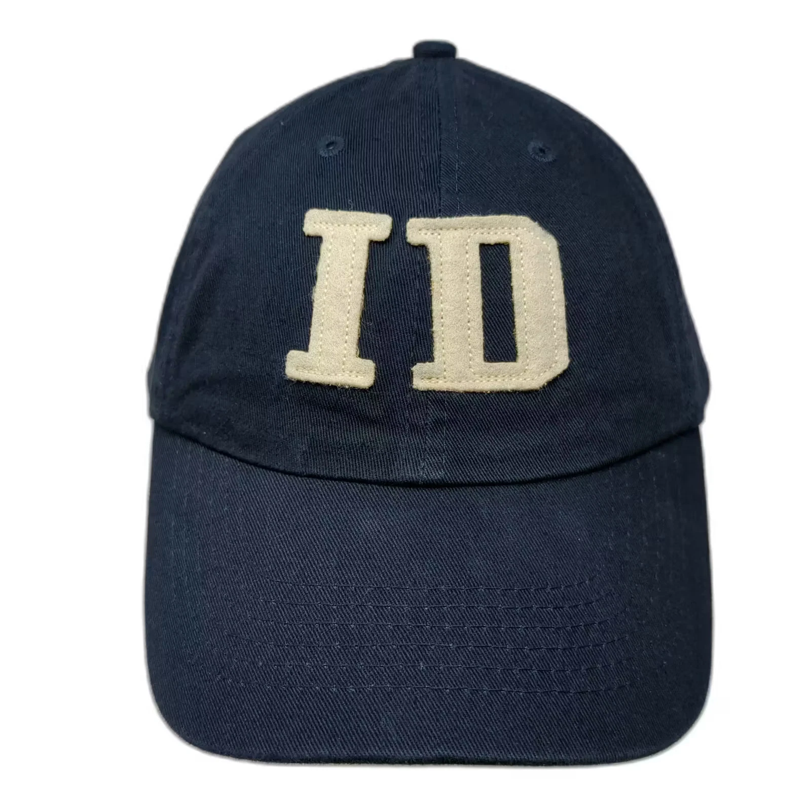 Blue White Baseball Cap Hat OS Adjustable ID Patch Cotton Logo Slideback
