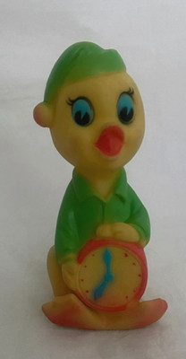 8'' Vintage RELIANCE PRODUCTS Rubber Squeaky Toy - Duck with Clock