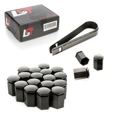 20x Abdeckkappen Radschraubenkappen Radschrauben Set lang schwarz 17mm für SKODA