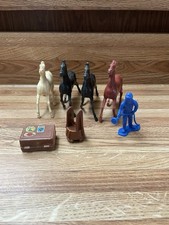 Plastic Horse Figures 3 , Brown / Black / White, Vintage, pre-owned