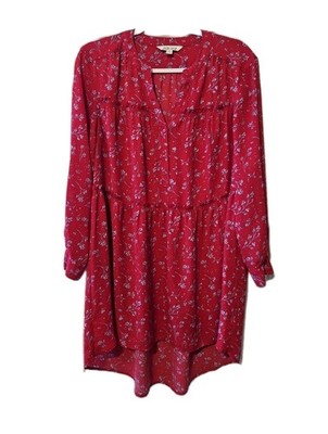Pioneer Woman Tunic Women's Medium Hot Pink Floral Boho Cottage Core