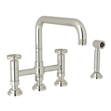Rohl A3358IWWSPN-2 Campo Bridge Kitchen Faucet With Side Spray Polished Nickel