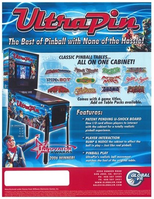 Ultra Pin Global VR Pinball Flyer / Brochure/ Ad - Mint Condition -