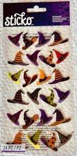 Sticko Halloween Foil Witch Hats Stickers - Sheet of 24 NOS