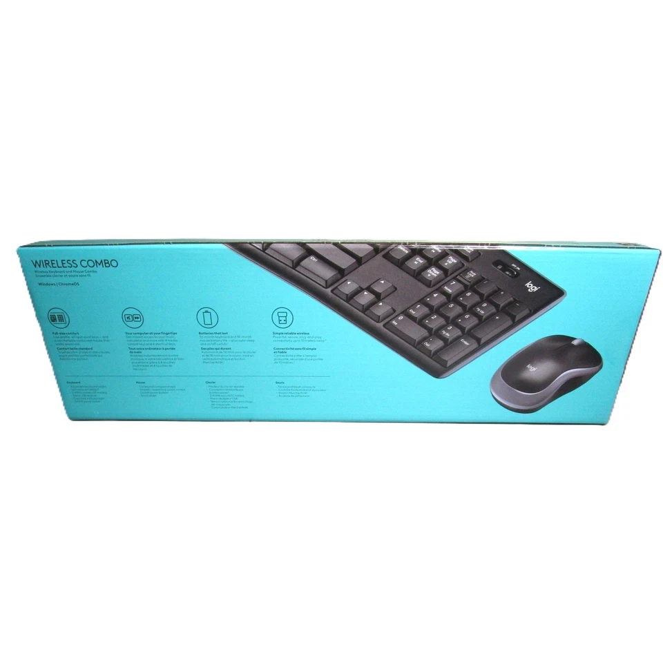 Logitech Full Size Keyboard and Mouse Wireless Combo Black Contoured Quiet Keys - Image 2 of 2