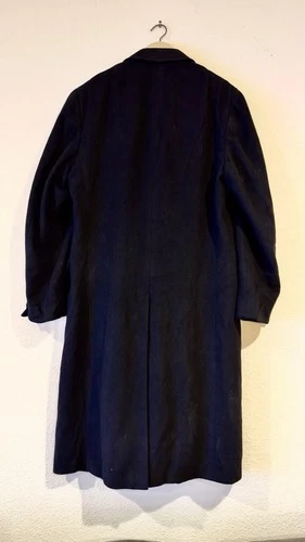 Vintage Neiman Marcus 100% Cashmere Men's Long Overcoat Black Made in England image 3