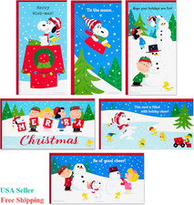 Peanuts Christmas Money Holders Assortment 36 Cards with Envelopes 4.5x8.3 New