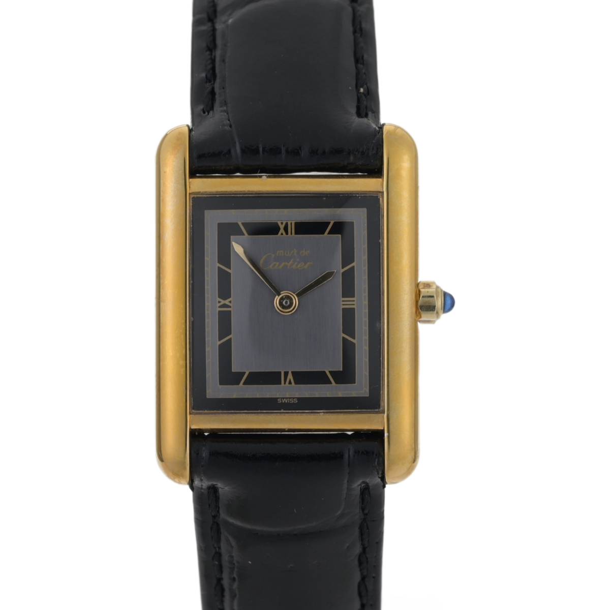 Cartier Must De Cartier Tank Gray & Black Deco Dial Argent 21x28mm