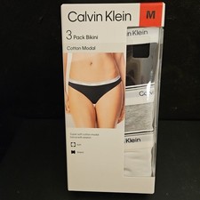 NEW Calvin Klein 3-Pack Women's Medium Stretch Bikini Panties Black, Gray, White