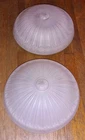Pair LARGE  Vtg 14 1/2" Frosted Milk Glass Ceiling Fixture Shades 14" Fitter