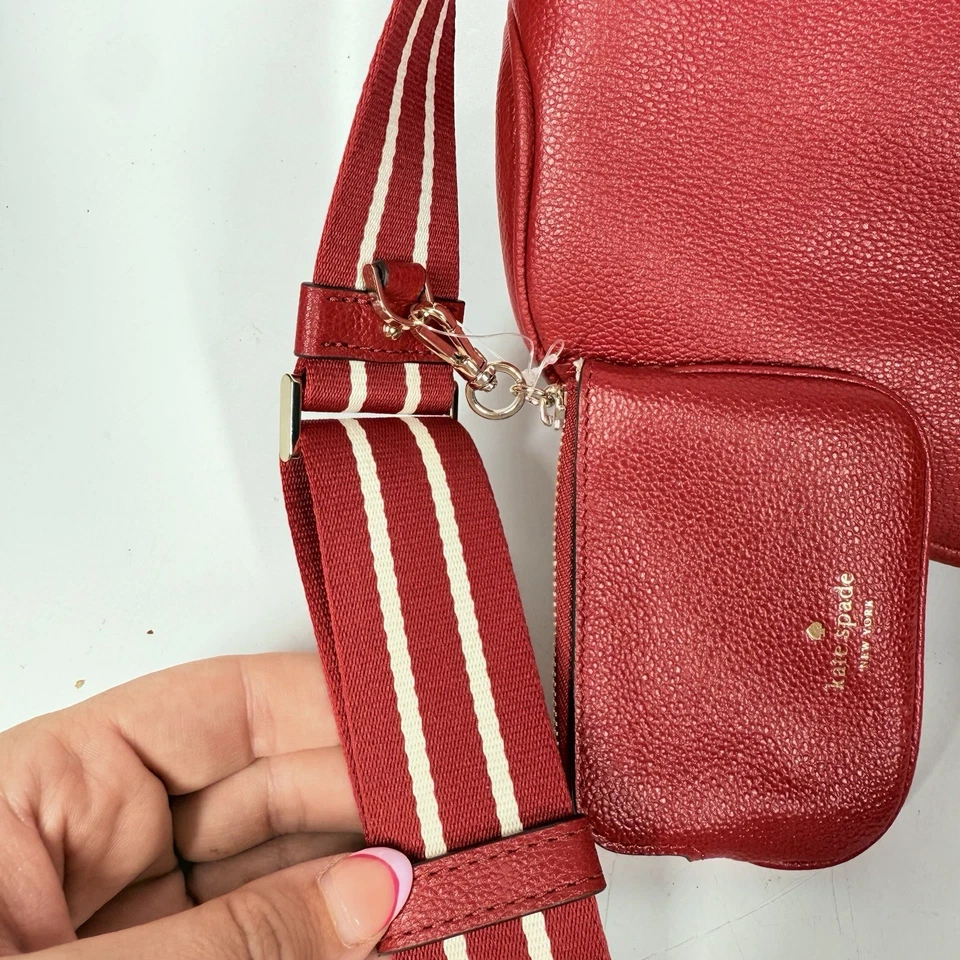 Bolso Bandolera Kate Spade Rosie Cuero Guijarro Rojo Cereza Confitado - NUEVO Foto 4 de 4