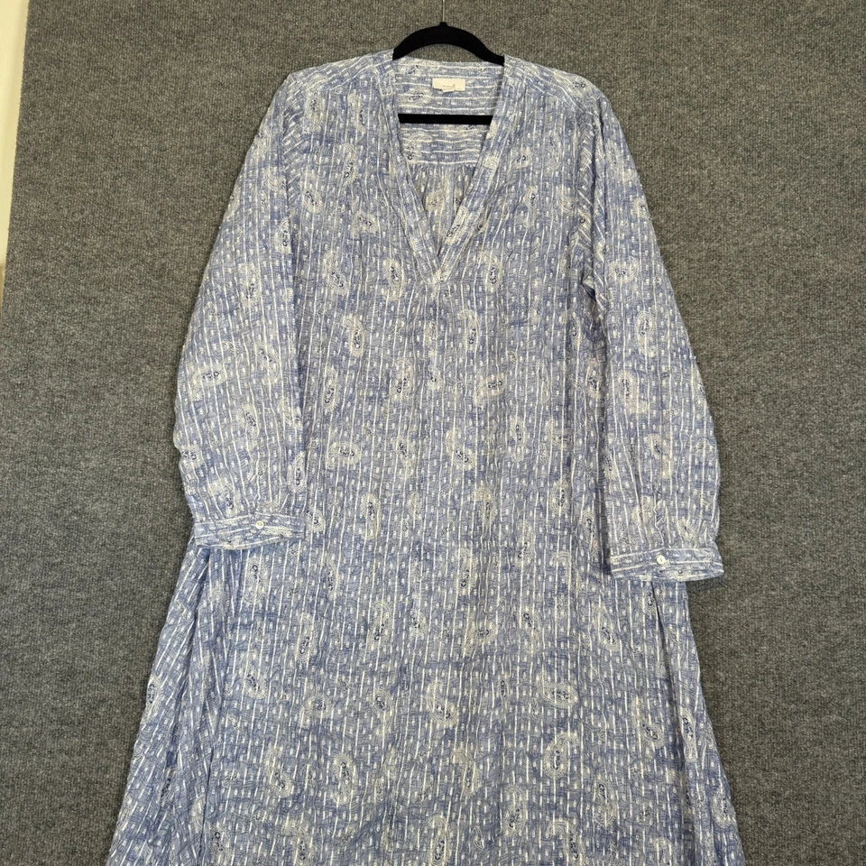 Maxi Vestido J.Jill Mujer XL Azul Cachemira Manga Larga Ligero Cottage Core Foto 3 de 4