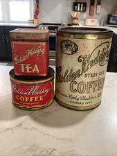 Vtg Golden Wedding Coffee & Tea Cans Lot Of 3