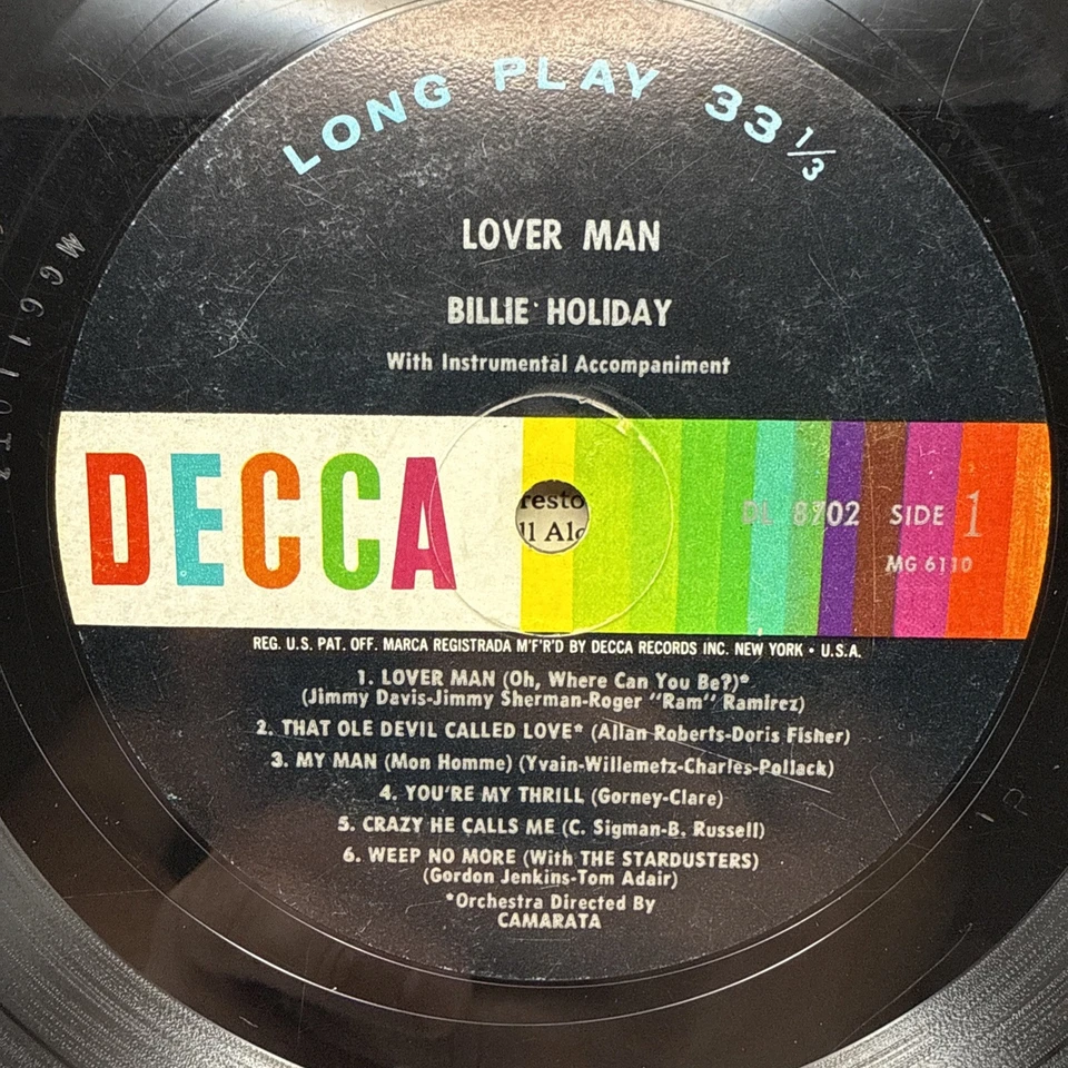 Billie Holiday Lover Man 1960 Decca Records DL 8702 (Vinyl) 12" LP VG+ - Image 4 of 4