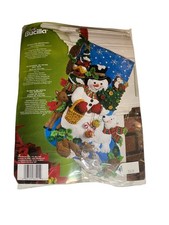 NIP Bucilla WOODLAND SNOWMAN 18" Christmas Stocking Kit 86201 Unopened Applique