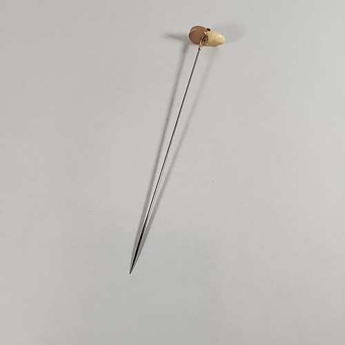 Vintage 7.5” Hat Pin – Real Elk’s Tooth W/ Gemstone Eye – BPOE Elks Fraternal - Picture 8 of 12