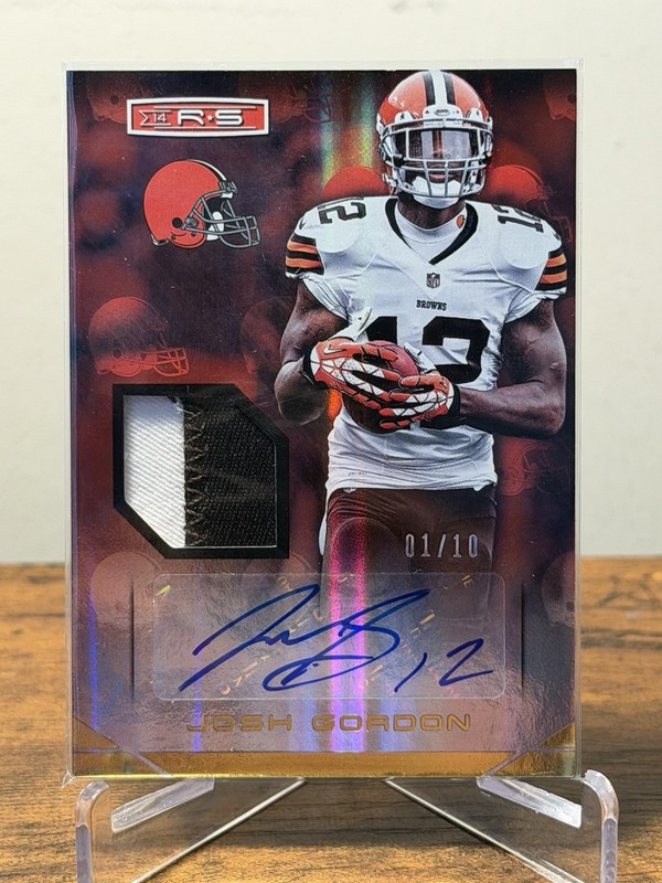 2014 Panini Rookie And Stars Josh Gordon Game Worn Auto /10 🔥 RARE