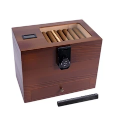 HMAZAE Cigar Humidor, 3-Layer Humidor Cigar Box, Large Capacity Cedar Wood Ci...