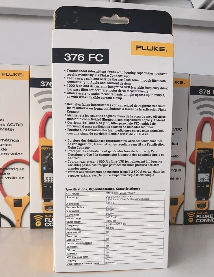 1PC NEW in Box Fluke 376 FC True-RMS AC/DC Clamp Meter  By DHL or FedEx - Image 4 of 4